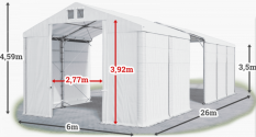 Skladový stan 6x26x3,5m strecha PVC 560g/m2 boky PVC 500g/m2 konštrukcia POLÁRNA