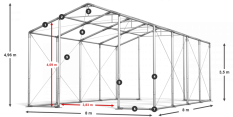 Párty stan 8x8x3,5m strecha PVC 560g/m2 boky PVC 500g/m2 konštrukcia ZIMA PLUS