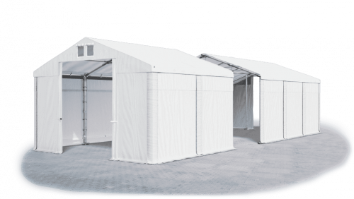 Skladový stan 4x16x2,5m střecha PVC 620g/m2 boky PVC 620g/m2 konstrukce ZIMA