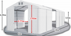 Skladový stan 6x18x3,5m strecha PVC 620g/m2 boky PVC 620g/m2 konštrukcia ZIMA