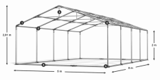 Párty stan 5x8x2m střecha PVC 560g/m2 boky PVC 500g/m2 konstrukce LÉTO PLUS