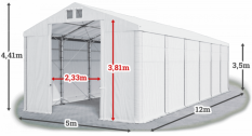 Skladový stan 5x12x3,5m strecha PVC 620g/m2 boky PVC 620g/m2 konštrukcia POLÁRNA