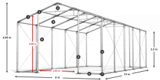 Skladový stan 8x10x3,5m střecha PVC 620g/m2 boky PVC 620g/m2 konstrukce ZIMA PLUS