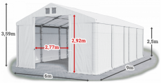 Skladový stan 6x9x2,5m střecha PVC 580g/m2 boky PVC 500g/m2 konstrukce ZIMA