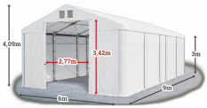 Skladový stan 6x9x3m strecha PVC 580g/m2 boky PVC 500g/m2 konštrukcie ZIMA PLUS