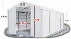 Skladový stan 6x9x4m strecha PVC 580g/m2 boky PVC 500g/m2 konštrukcia POLÁRNA PLUS