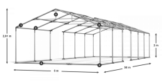 Párty stan 5x50x2m střecha PVC 620g/m2 boky PVC 620g/m2 konstrukce LÉTO PLUS