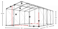 Skladový stan celoročný 4x8x3m nehorľavá plachta PVC 600g/m2 konštrukcia ZIMA PLUS