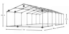 Párty stan 5x60x2m střecha PVC 620g/m2 boky PVC 620g/m2 konstrukce LÉTO PLUS