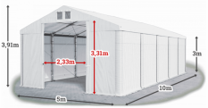 Skladový stan 5x10x3m strecha PVC 560g/m2 boky PVC 500g/m2 konštrukcie ZIMA PLUS