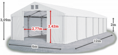 Skladový stan 6x12x2m strecha PVC 620g/m2 boky PVC 620g/m2 konštrukcia POLÁRNA