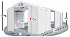 Skladový stan 6x18x4m strecha PVC 560g/m2 boky PVC 500g/m2 konštrukcia ZIMA