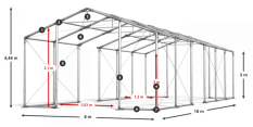 Skladový stan celoroční 8x16x3m nehořlavá plachta PVC 600g/m2 konstrukce ZIMA PLUS