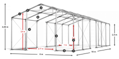 Skladový stan celoročný 6x18x2,5m nehorľavá plachta PVC 600g/m2 konštrukcia ZIMA PLUS