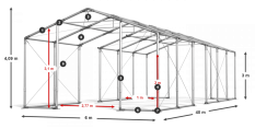 Skladový stan celoroční 6x40x3m nehořlavá plachta PVC 600g/m2 konstrukce ZIMA PLUS