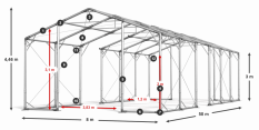 Skladový stan celoroční 8x58x3m nehořlavá plachta PVC 600g/m2 konstrukce POLÁRNÍ
