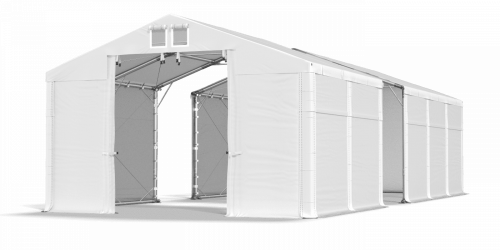 Skladový stan 4x16x3m střecha PVC 580g/m2 boky PVC 500g/m2 konstrukce POLÁRNÍ