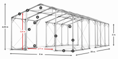 Skladový stan 6x20x3m střecha PVC 580g/m2 boky PVC 500g/m2 konstrukce POLÁRNÍ