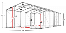 Skladový stan celoroční 6x70x3m nehořlavá plachta PVC 600g/m2 konstrukce ZIMA PLUS