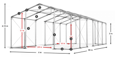 Skladový stan celoroční 4x60x3m nehořlavá plachta PVC 600g/m2 konstrukce ZIMA PLUS