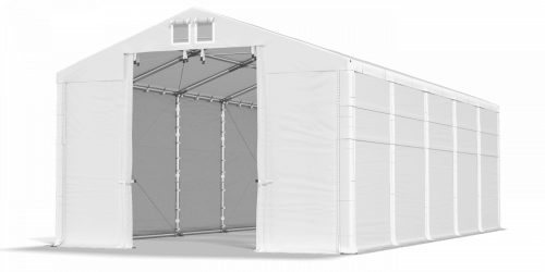 Skladový stan 4x10x3,5m střecha PVC 580g/m2 boky PVC 500g/m2 konstrukce ZIMA PLUS