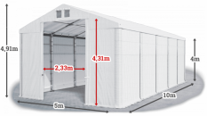 Skladový stan 5x10x4m střecha PVC 560g/m2 boky PVC 500g/m2 konstrukce ZIMA