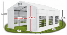 Párty stan 4x6x2,5m strecha PVC 560g/m2 boky PVC 500g/m2 konštrukcia ZIMA