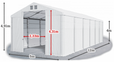 Skladový stan 5x12x4m strecha PVC 560g/m2 boky PVC 500g/m2 konštrukcia ZIMA