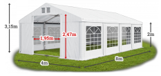 Párty stan 4x8x2m strecha PVC 560g/m2 boky PVC 500g/m2 konštrukcia LÉTO PLUS