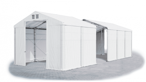 Skladový stan 4x16x3,5m střecha PVC 560g/m2 boky PVC 500g/m2 konstrukce POLÁRNÍ