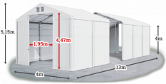 Skladový stan 4x13x4m střecha PVC 580g/m2 boky PVC 500g/m2 konstrukce ZIMA