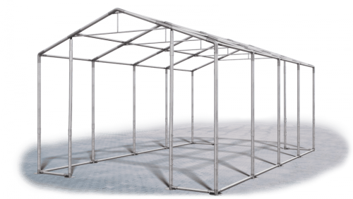 Garážový stan 8x8x4m střecha PVC 560g/m2 boky PVC 500g/m2 konstrukce ZIMA - Barva střešní plachty: Bílá, Barva boční plachty: Šedá, Barva svislých pruhů: Šedá