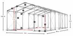 Skladový stan celoroční 5x26x3m nehořlavá plachta PVC 600g/m2 konstrukce POLÁRNÍ