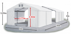 Skladový stan 6x18x2m strecha PVC 560g/m2 boky PVC 500g/m2 konštrukcie LETO PLUS
