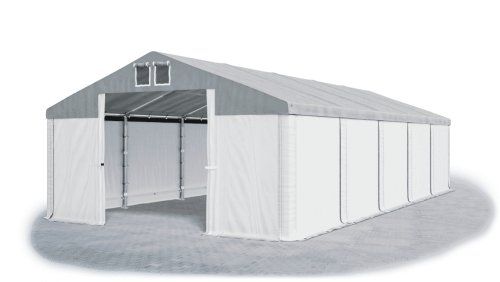 Garážový stan 5x6x2m střecha PVC 560g/m2 boky PVC 500g/m2 konstrukce ZIMA - Barva střešní plachty: Šedá, Barva boční plachty: Bílá, Barva svislých pruhů: Bílá