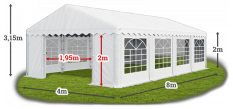 Párty stan 4x8x2m střecha PE 240g/m2 boky PE 240g/m2 konstrukce LÉTO