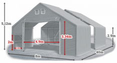 Skladová hala 8x40x3m střecha boky PVC 720 g/m2 konstrukce ARKTICKÁ