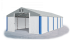 Garážový stan 4x8x2m střecha PVC 560g/m2 boky PVC 500g/m2 konstrukce ZIMA - Barva střešní plachty: Šedá, Barva boční plachty: Bílá, Barva svislých pruhů: Modrá