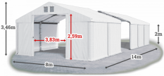 Skladový stan 8x14x2m střecha PVC 620g/m2 boky PVC 620g/m2 konstrukce ZIMA