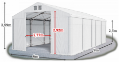 Skladový stan 6x9x2,5m střecha PVC 580g/m2 boky PVC 500g/m2 konstrukce POLÁRNÍ