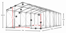 Skladový stan celoroční 8x12x3m nehořlavá plachta PVC 600g/m2 konstrukce POLÁRNÍ