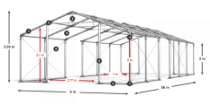 Skladový stan celoročný 6x56x2m nehorľavá plachta PVC 600g/m2 konštrukcia ZIMA PLUS