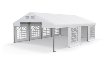 Párty stan 3x12x2m střecha PVC 560g/m2 boky PVC 500g/m2 konstrukce LÉTO - Barva střešní plachty: Bílá, Barva boční plachty: Šedá, Barva svislých pruhů: Červená Párty stan 3x12x2m střecha PVC 560g/m2 boky PVC 500g/m2 konstrukce LÉTO - Barva střešní plachty: Bílá, Barva boční plachty: Šedá, Barva svislých pruhů: Červená