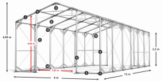 Skladový stan 8x12x3,5m strecha PVC 620g/m2 boky PVC 620g/m2 konštrukcia POLÁRNA PLUS