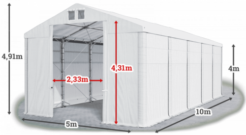 Skladový stan 5x10x4m strecha PVC 620g/m2 boky PVC 620g/m2 konštrukcia POLÁRNA