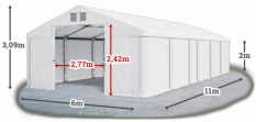 Skladový stan 6x11x2m strecha PVC 580g/m2 boky PVC 500g/m2 konštrukcia ZIMA