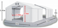 Skladový stan 5x14x2m strecha PVC 560g/m2 boky PVC 500g/m2 konštrukcia POLÁRNA