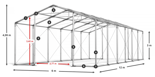 Párty stan 6x12x3m střecha PVC 560g/m2 boky PVC 500g/m2 konstrukce ZIMA PLUS Párty stan 6x12x3m střecha PVC 560g/m2 boky PVC 500g/m2 konstrukce ZIMA PLUS