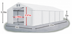 Skladový stan 4x10x2m střecha PVC 560g/m2 boky PVC 500g/m2 konstrukce LÉTO PLUS