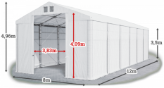 Skladový stan 8x12x3,5m střecha PVC 620g/m2 boky PVC 620g/m2 konstrukce POLÁRNÍ